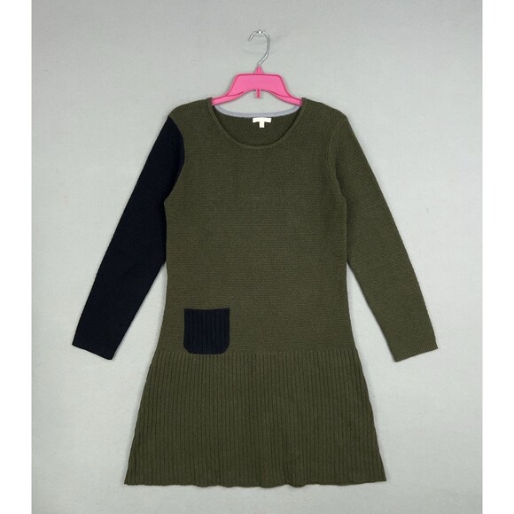 Lisa Todd Dresses & Skirts - Lisa Todd Sweater Dress Womens Medium Green Black Colorblock Cashmere Twee